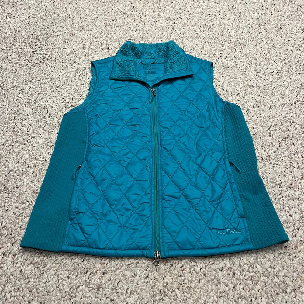 LL Bean Fleece Lined Primaloft Vest L Turquoise Outdoor Gorpcore Fall Hike
